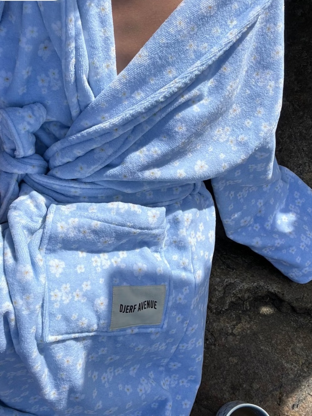 Djerf Avenue Dream Cake Terry Robe XS/S Blue Floral Rare